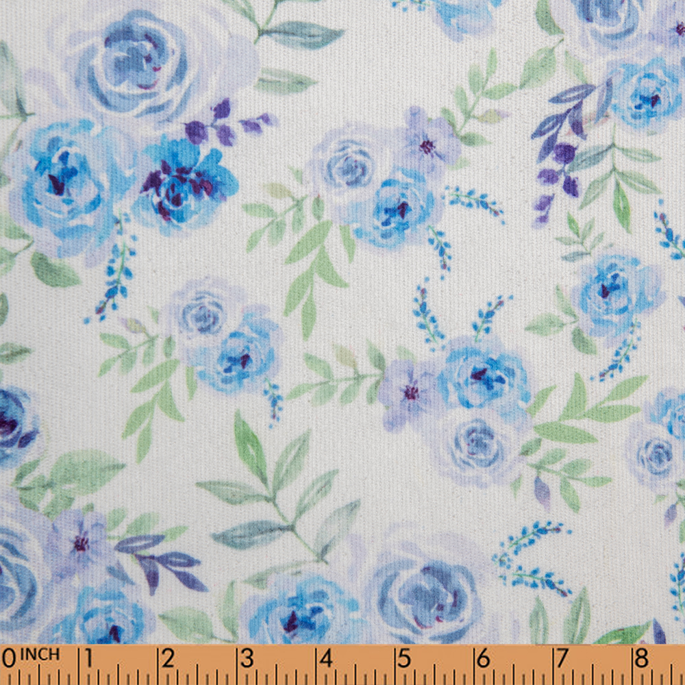 N44- Blue floral printed 4.0 in corduroy